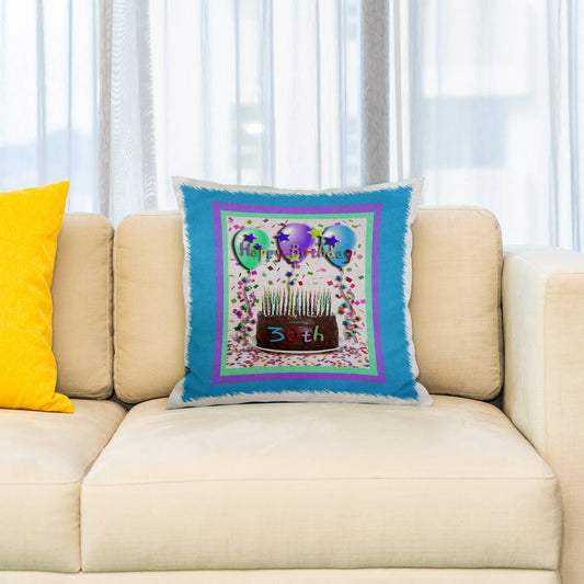 Happy Birthday 30th Chocolate Cake, Pillow Case