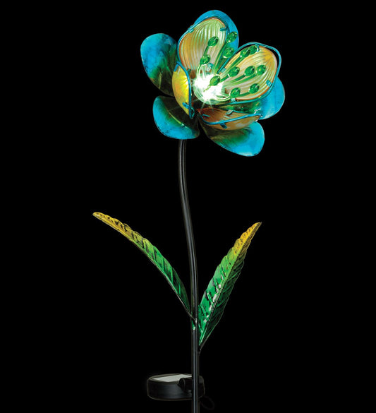 Blue Mystic Flower Solar Stake