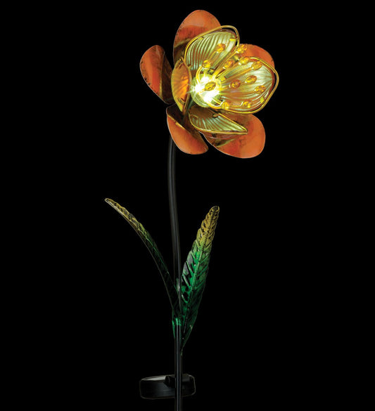 Orange Mystic Flower Solar Stake