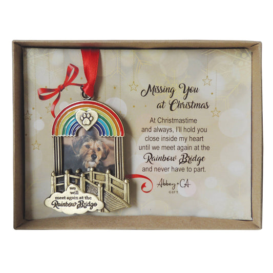 Rainbow Bridge Pet Memorial Ornament-Gold