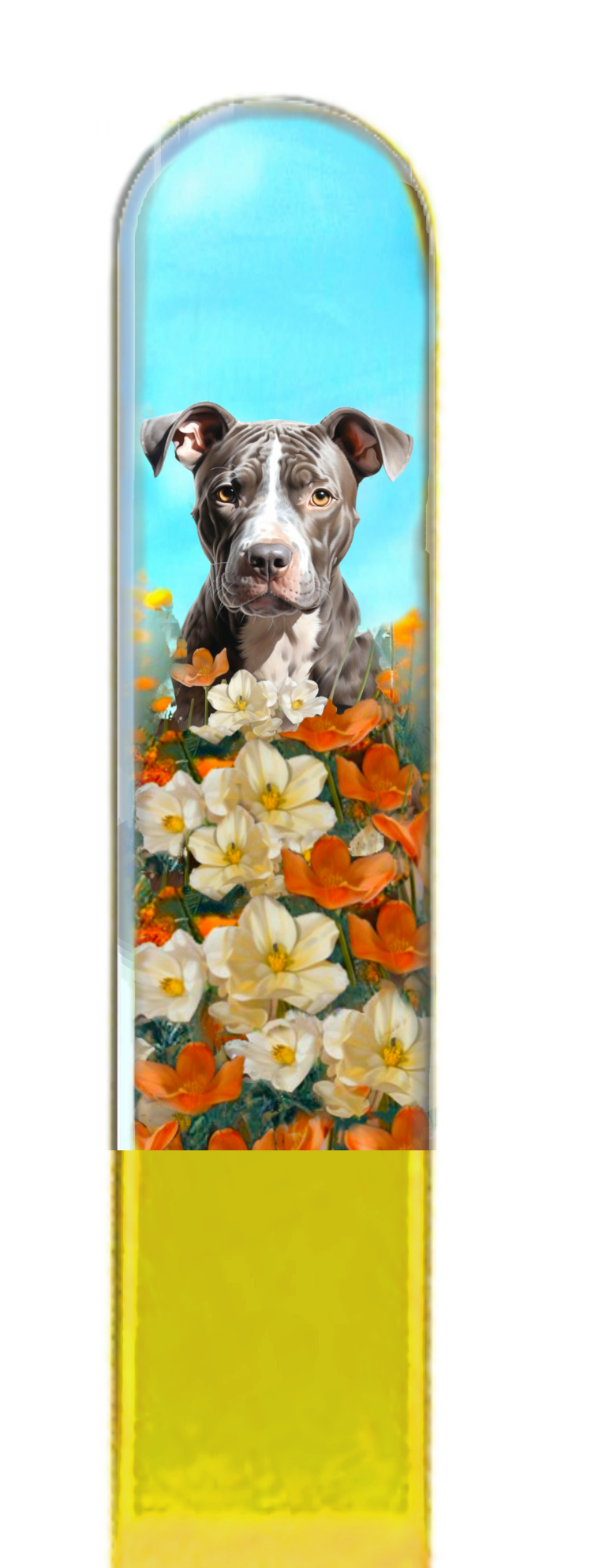 Terrier Pit Bull Pitty Dog 3D Pet Colored Crystal Nail File: Medium
