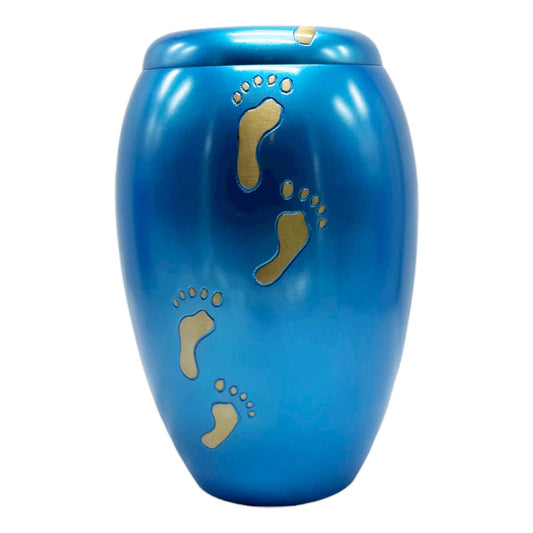 Blue Aluminum Metal Memorial Funeral Cremation Urn