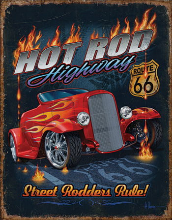 Hot Rod Highway Tin Sign