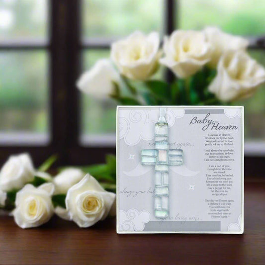 Baby in Heaven Infant Memorial Clear Mosaic Cross