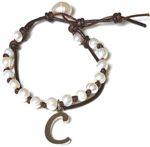 Bella Ryann Initial Charm Pearl Bracelets