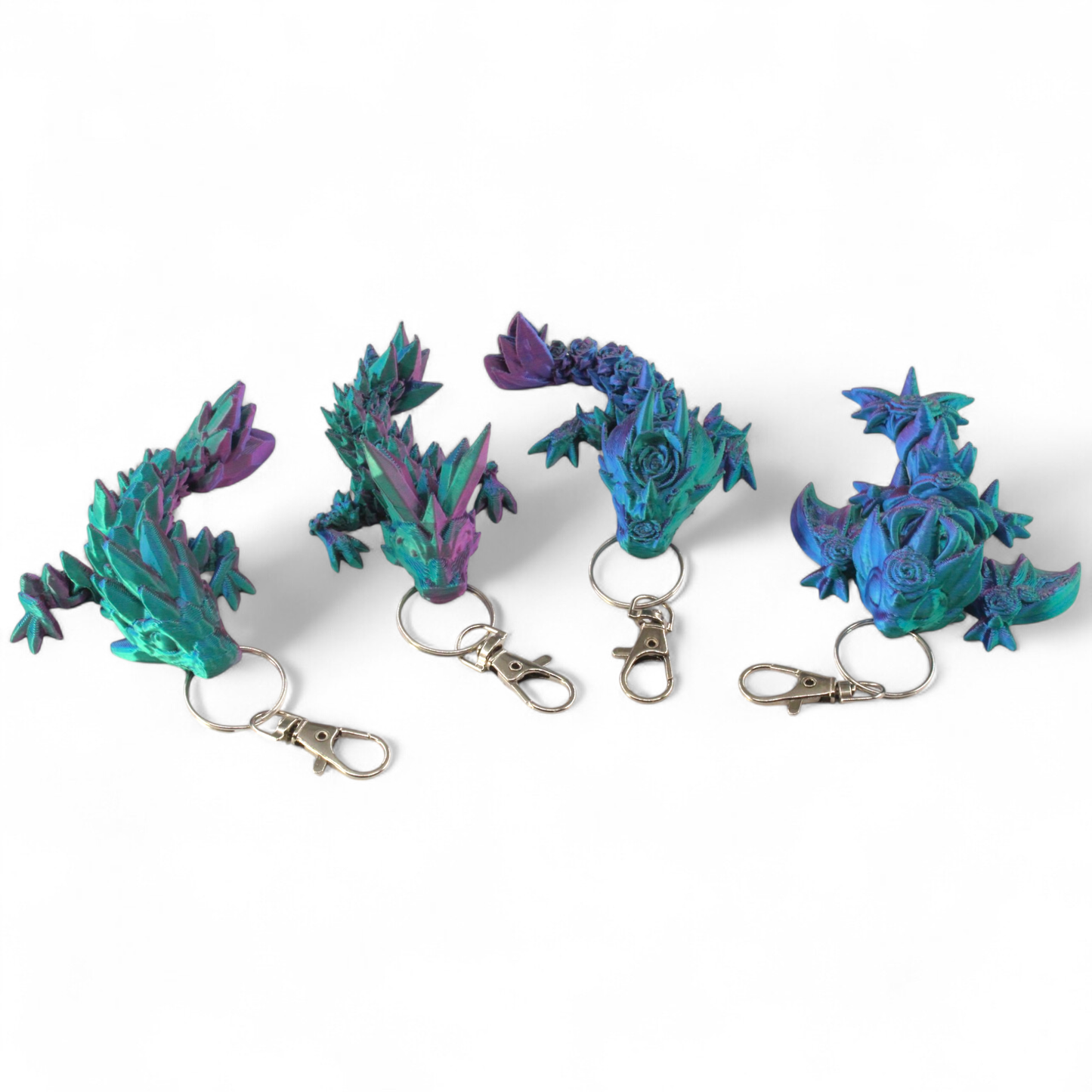 3D Printed Baby Dragon Keychain ~4" – Flexible / Articulate: Red-Green-Blue