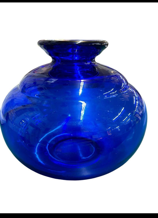 Fenton Art Glass Cobalt Blue Round Vase