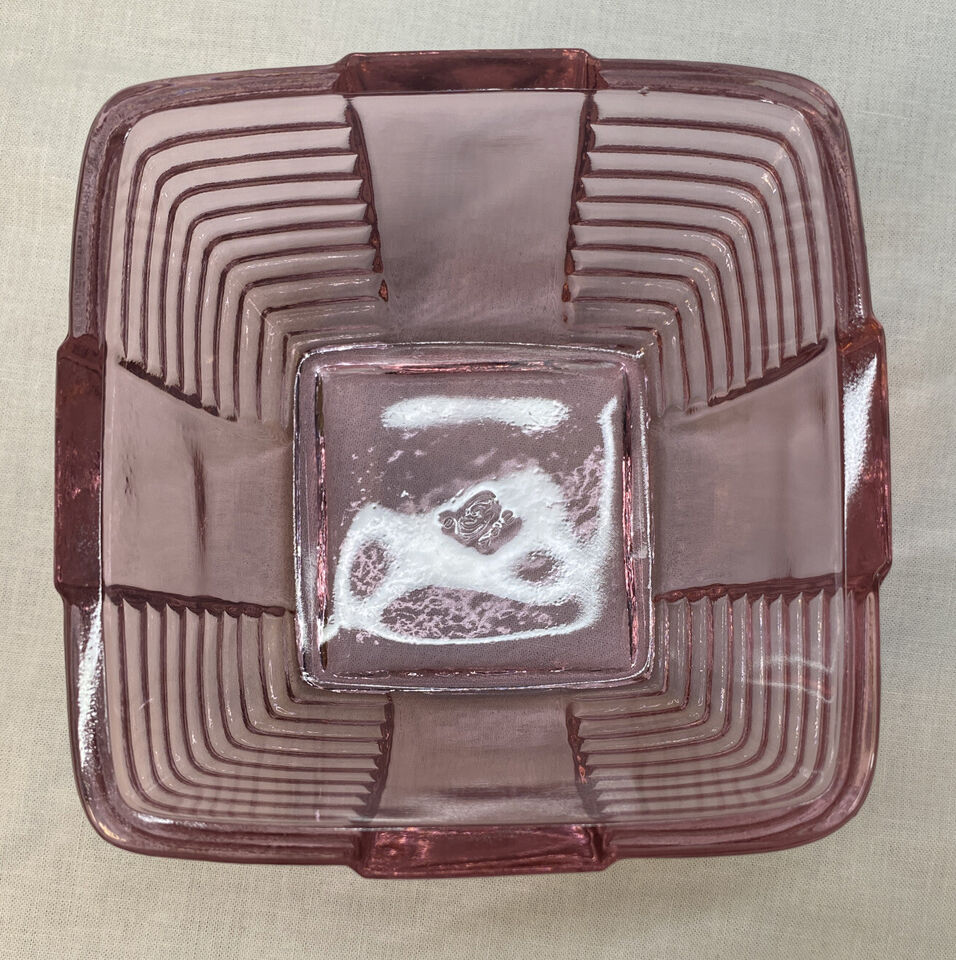Fenton Art Glass Madras Pink Square Candy Bowl