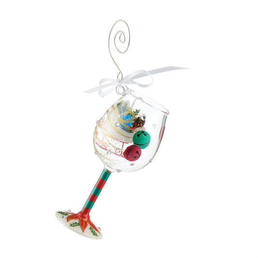 Holiday Wishes Lolita Mini Wine Glass Ornament