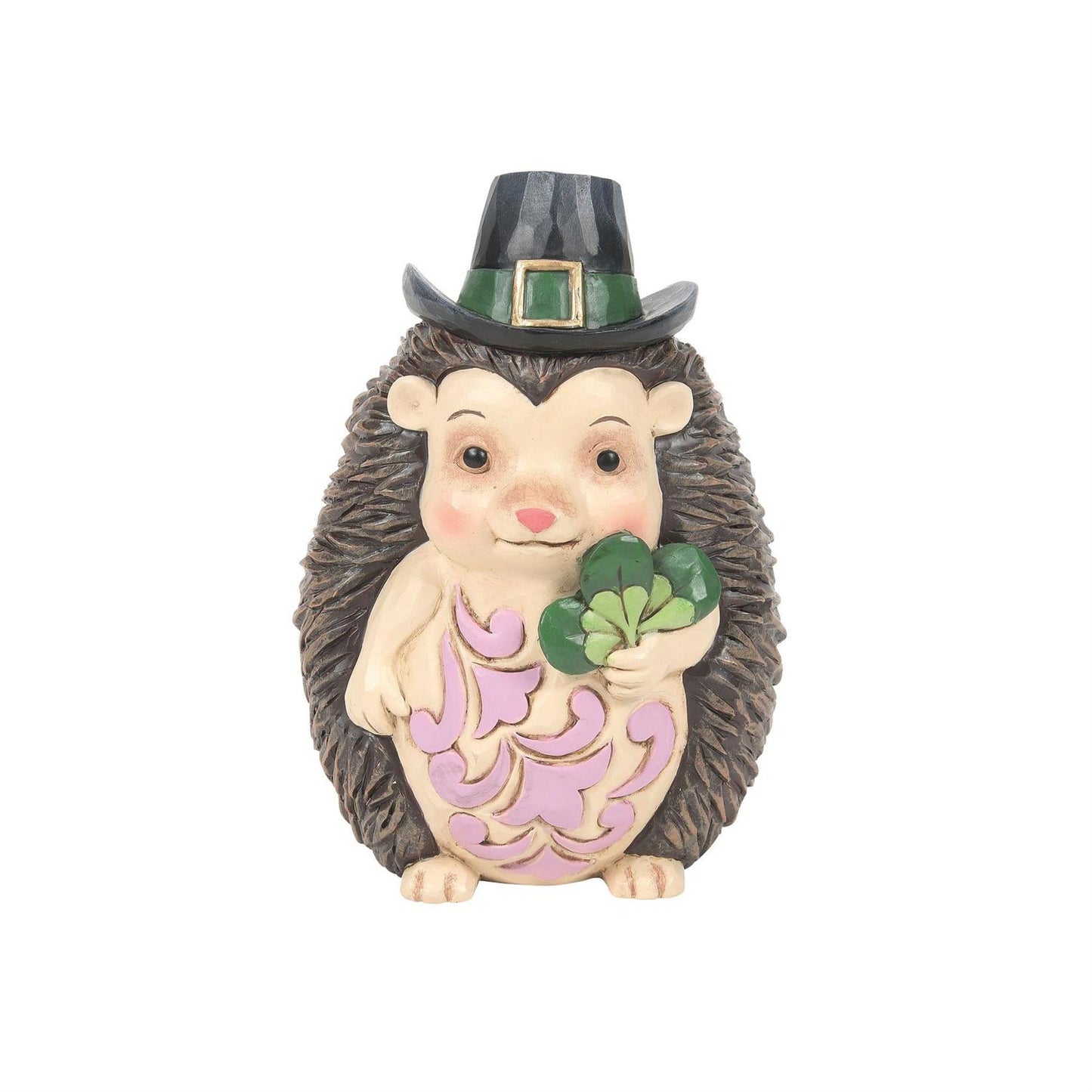 Jim Shore Hedgehog Green Hat and Clover Figurine