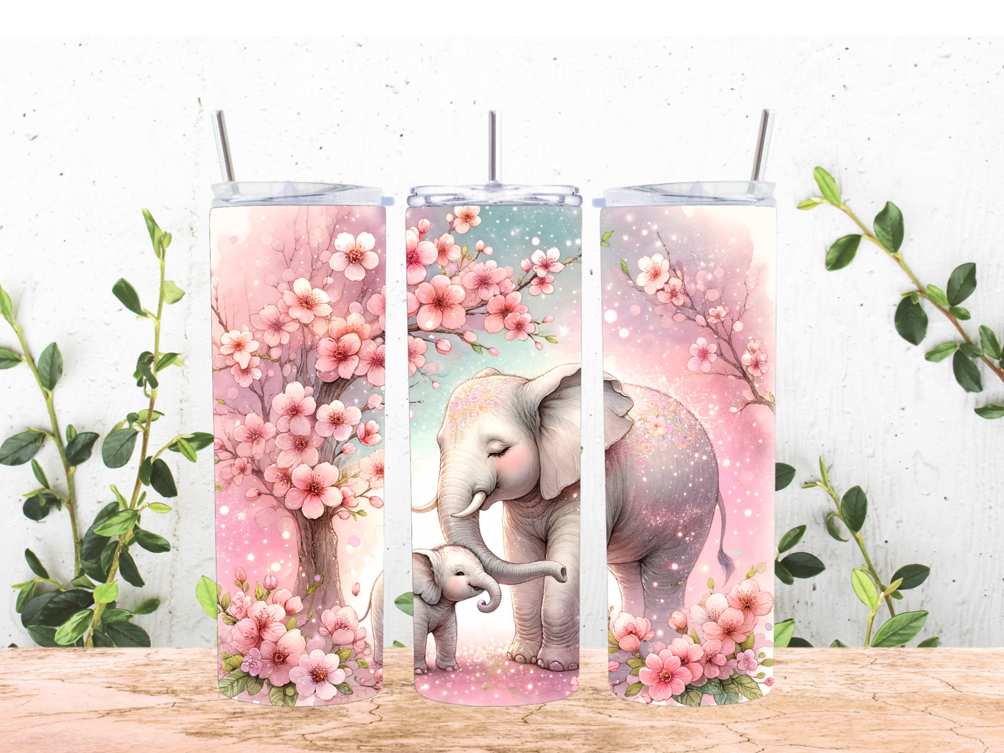 Elephant Mama With Baby Tumbler