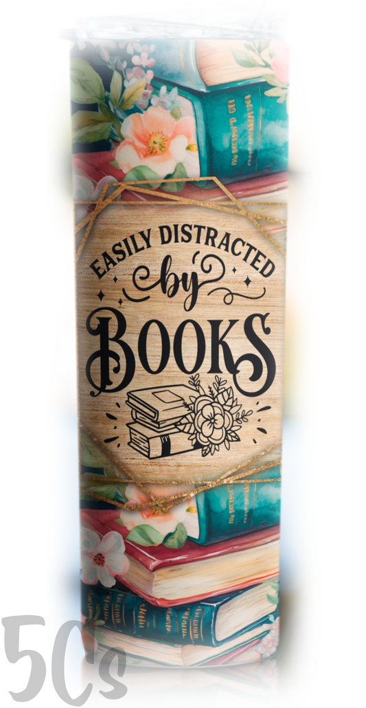 Easily Distracted by Books 20oz Skinny Tumbler