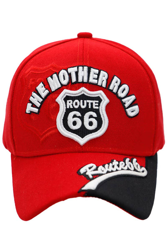 Route 66 The Mother Road Arc Logo Cap/Hat Red