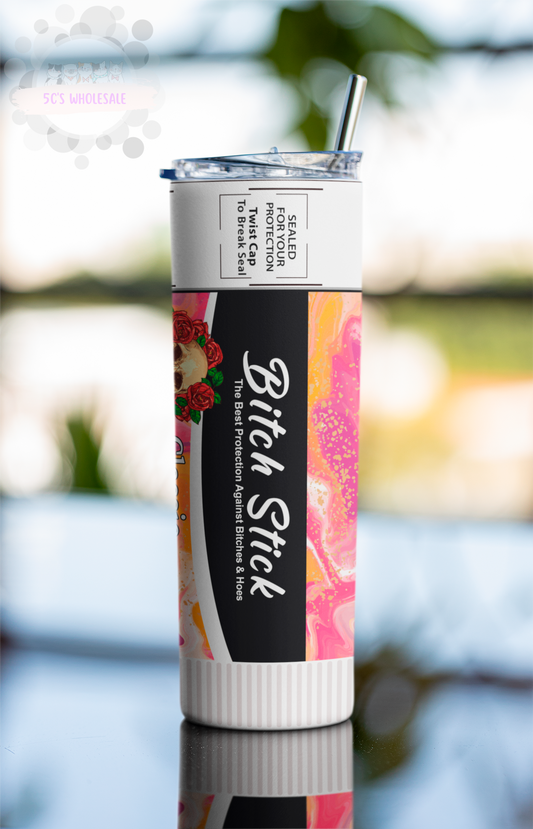 Bitch Stick Skull Tumbler