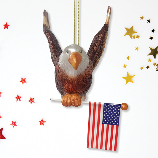 American Bald Eagle Patriotic Glass Ornament