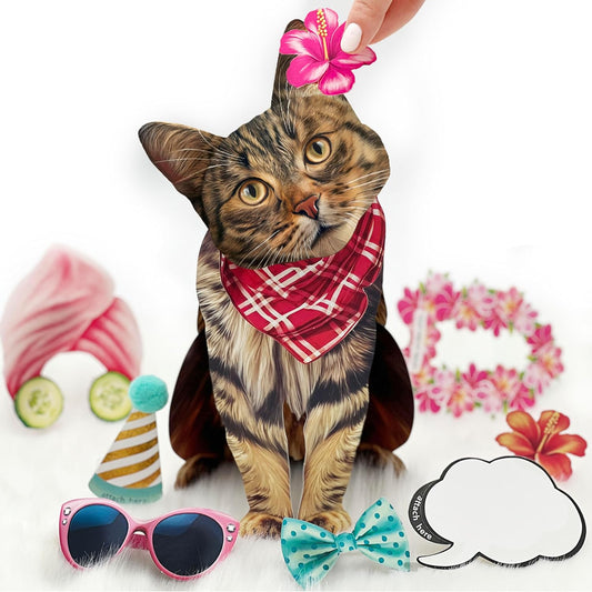 Brown Tabby FreshCut Paper - Pop Up Pet Card