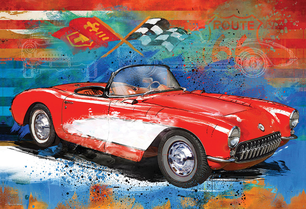 Corvette Cruising Puzzle in Tin