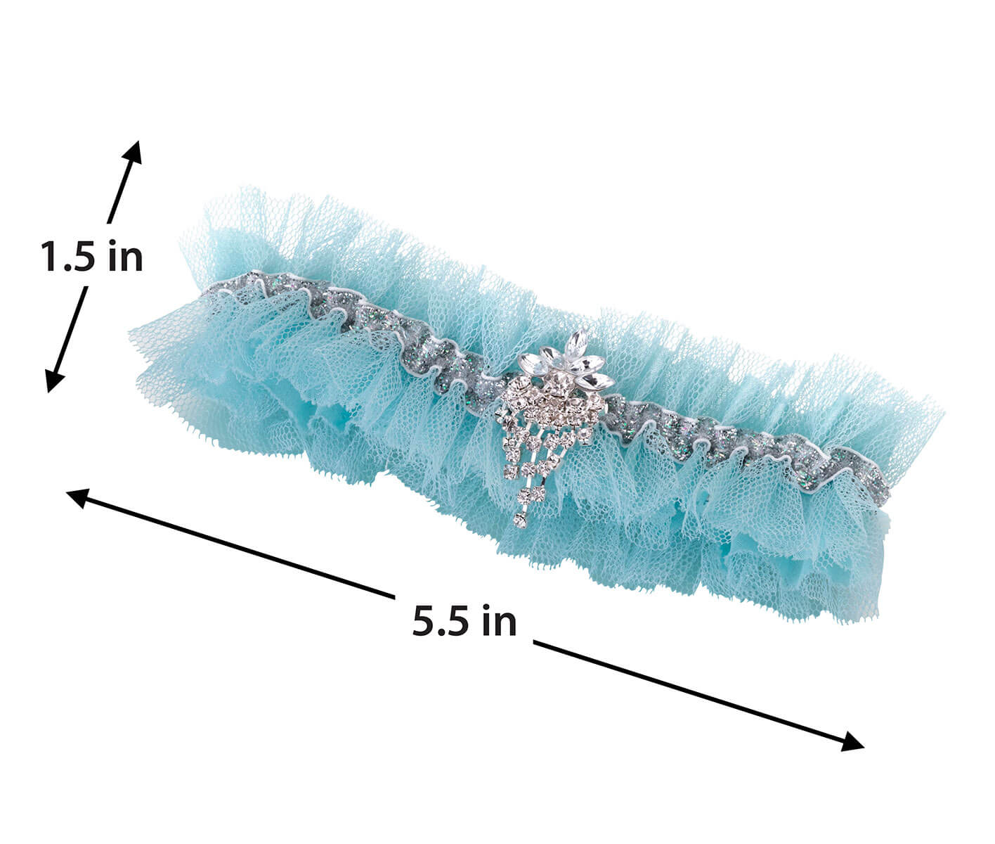 Glamorous Aqua Rhinestone Tulle Garter