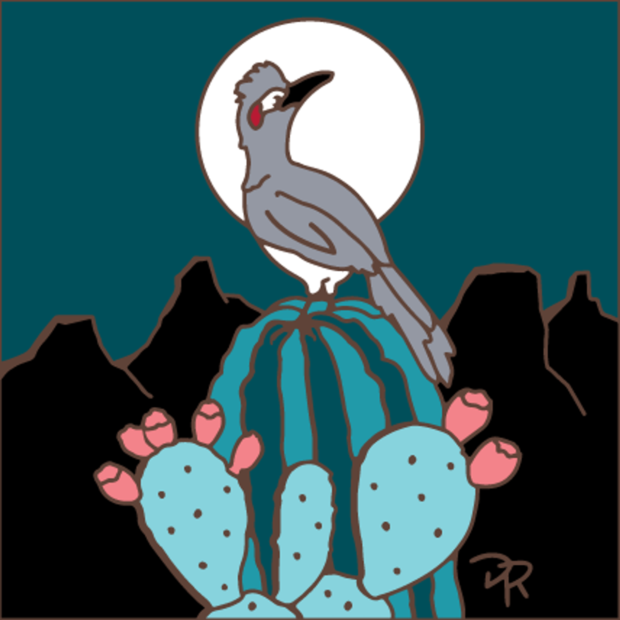 Roadrunner Moonlit View Tile