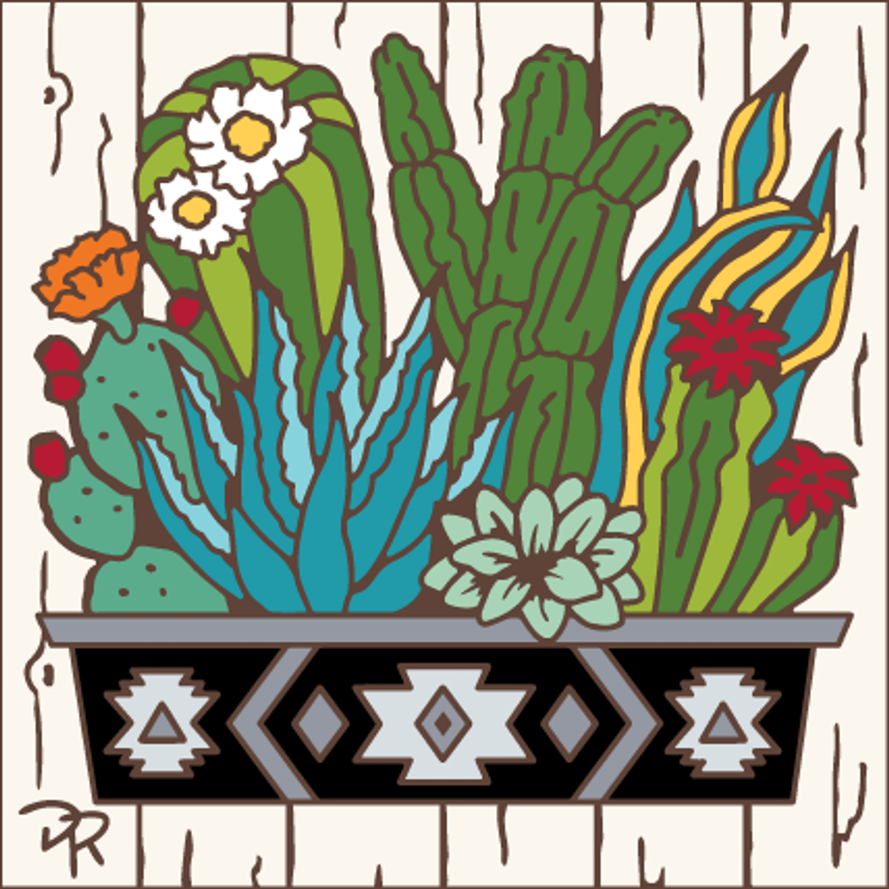 Farmhouse Cactus Planter Tile