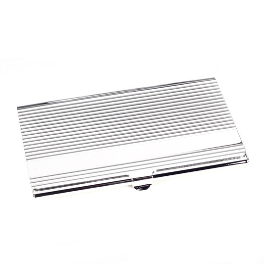 Silver Plated Business Card Case with Lined Design