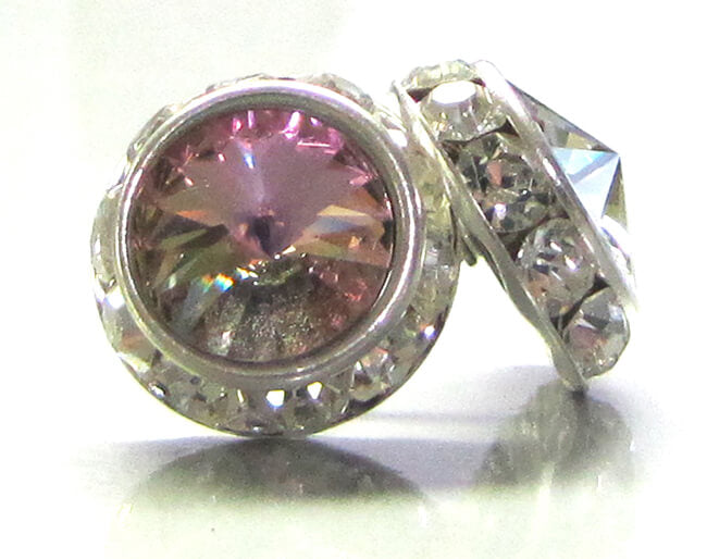 Pink Rhinestone Rivoli Earrings