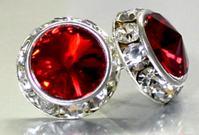 Scarlet Rhinestone Rivoli Earrings