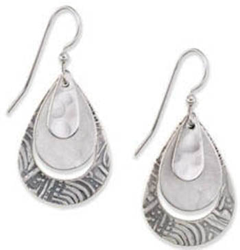 Silver Forest Triple Silver Teardrops Earrings