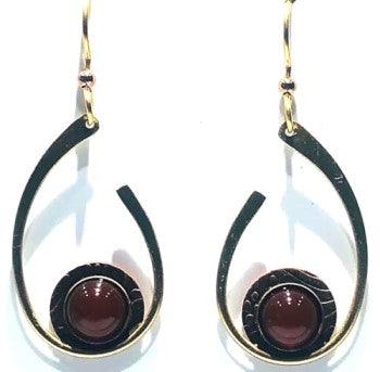 Silver Forest Open Curl w/Stone Earrings