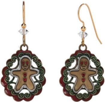 Silver Forest Gingerbread Man w/Filigree Earrings