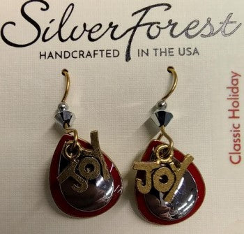 Silver Forest Joy on Silver & Red Tears Earrings