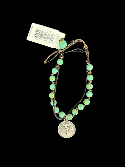 Turquoise Howlite Stone Leather Wrap Bracelet