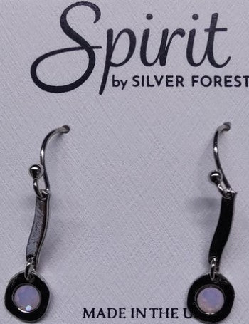 Spirit by Silver Forest Curvy Bar w/Pink Stone Drop Earrings