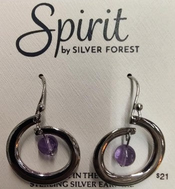 Spirit by Silver Forest Silver Sculpted Curl & Bead Earrings