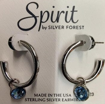 Spirit by Silver Forest Hoop & Blue Stone Charm Earrings