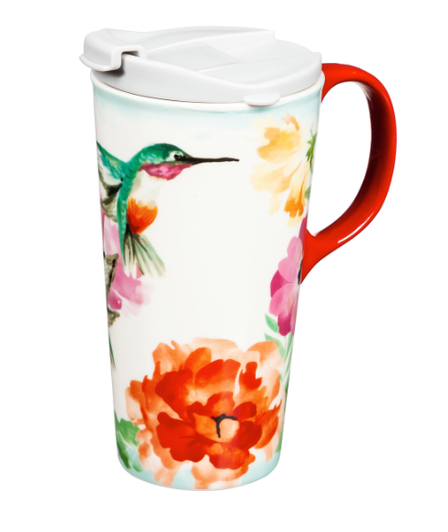 Garden Hummingbird Travel Coffee Cup
