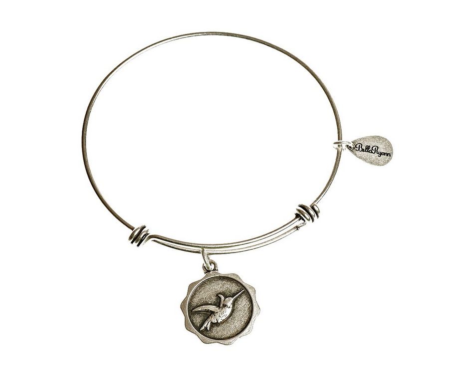 Hummmingbird Silver Expandable Bangle Charm Bracelet