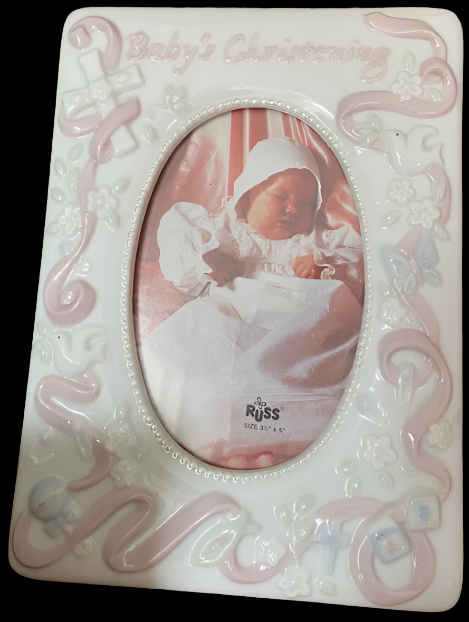 Baby's Christening Pink Frame