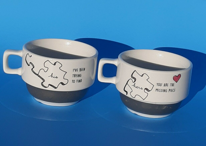 You Are The Missing Piece His and Hers Stackable Mug Set
