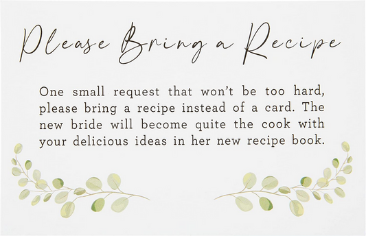 Wedding Shower Recipe Cards and Invite Enclosure Cards