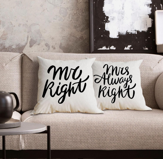 Mr Right Mrs Always Right Pillow Set