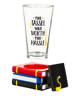 The Tassel Was Worth the Hassle Glass with Coaster