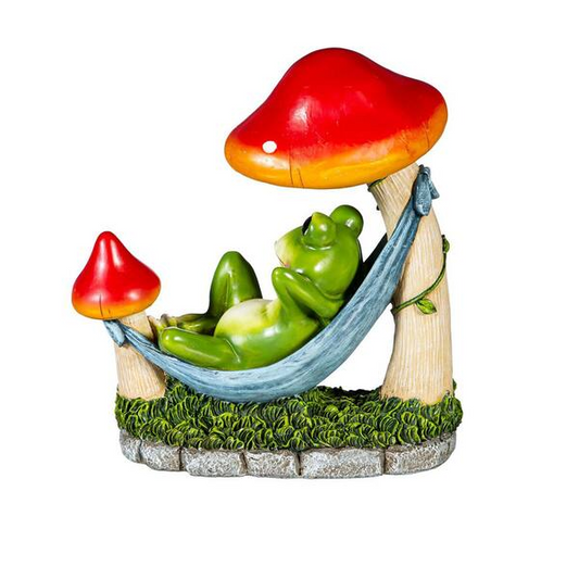 Frog Relaxing In Hammock Figurine