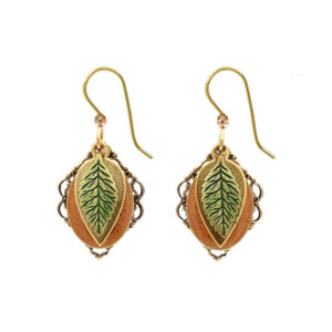 Leaf On Layered Shapes Silver Forest Earrings