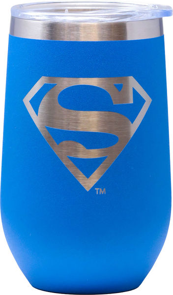 Superman Logo Etched Stainless Steel Tumbler