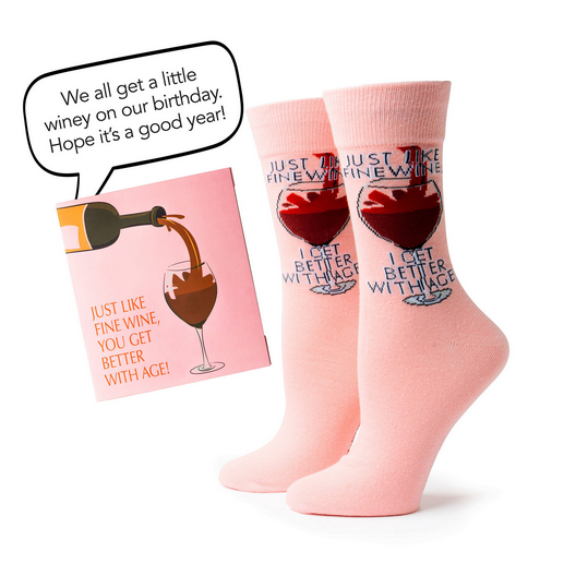 Just Like Fine Wine, You Get Better With Age! Gift Card Socks Set