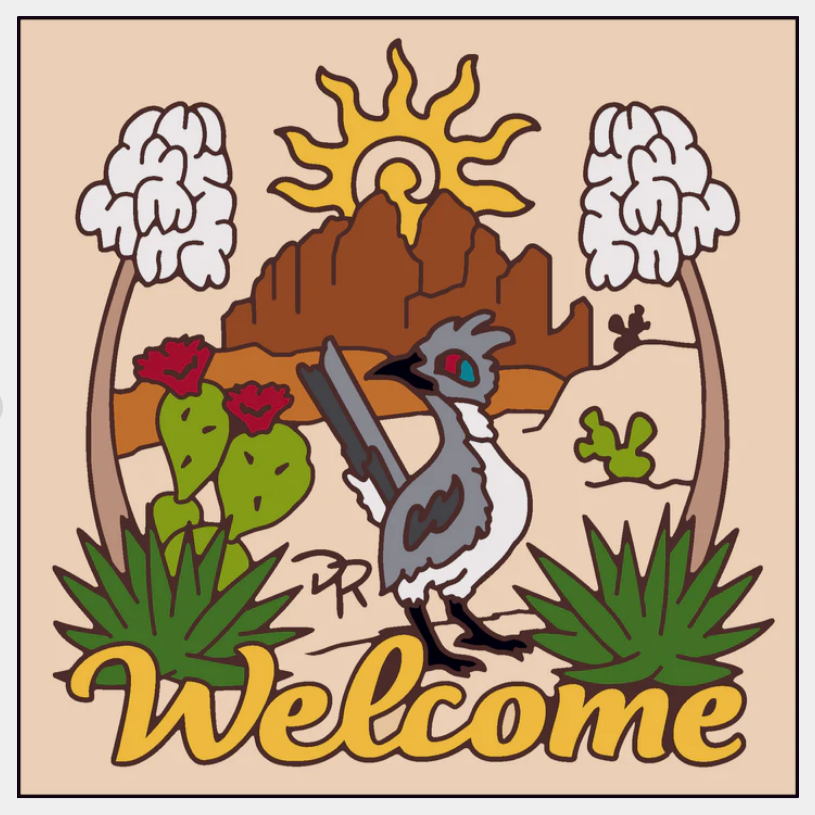 Welcome Desert View Roadrunner Tile/Trivet