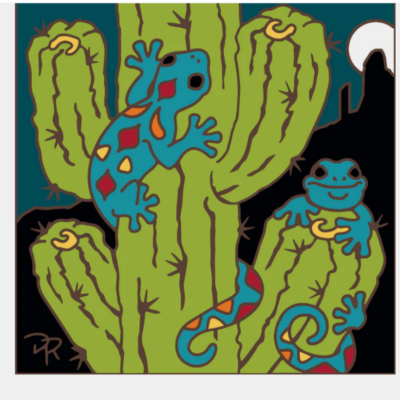 Cactus Climbing Geckos Tile/Trivet