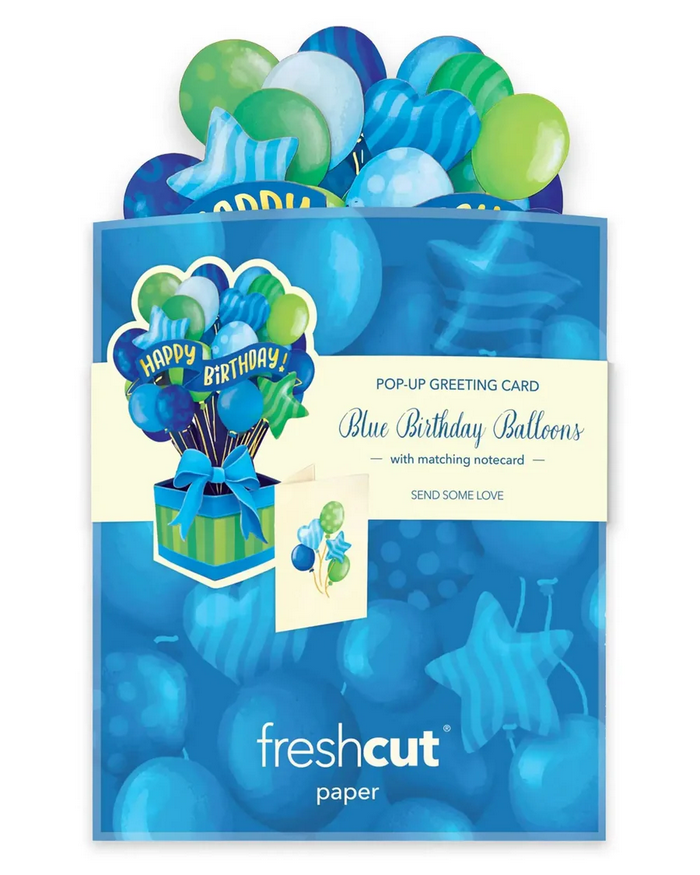 Mini Blue Birthday Balloons FreshCut Paper - Pop Up Balloon Bouquet