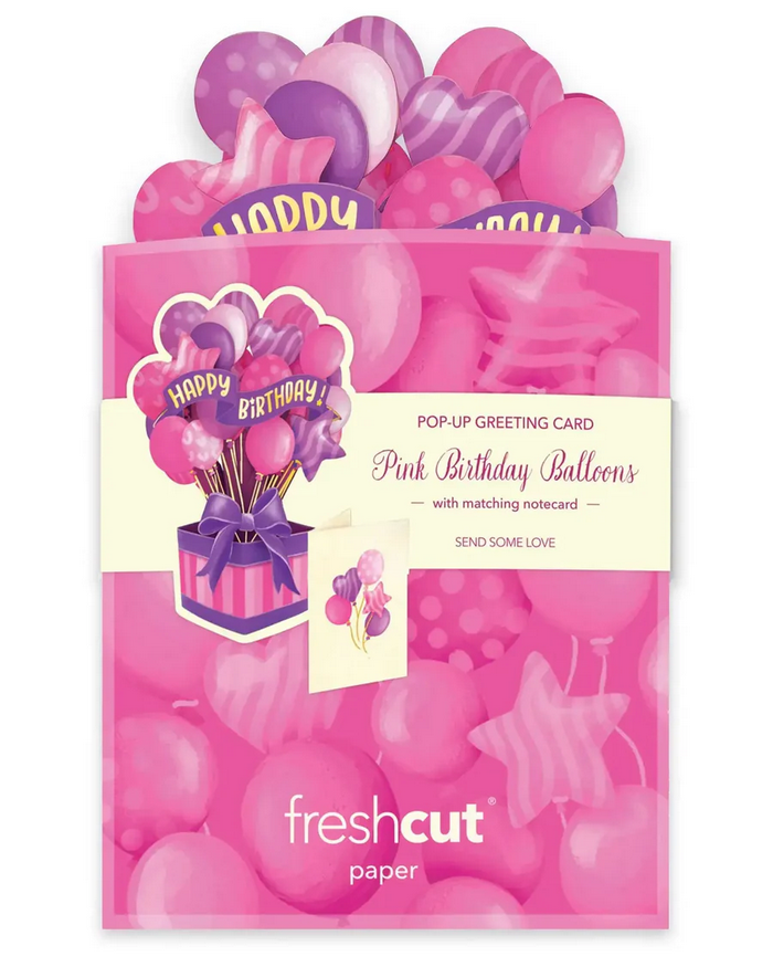 Mini Pink Birthday Balloons FreshCut Paper - Pop Up Balloon Bouquet
